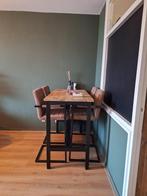 Hoge bartafel met 4 barkrukken, Ophalen, Gebruikt, 100 tot 150 cm, Metaal