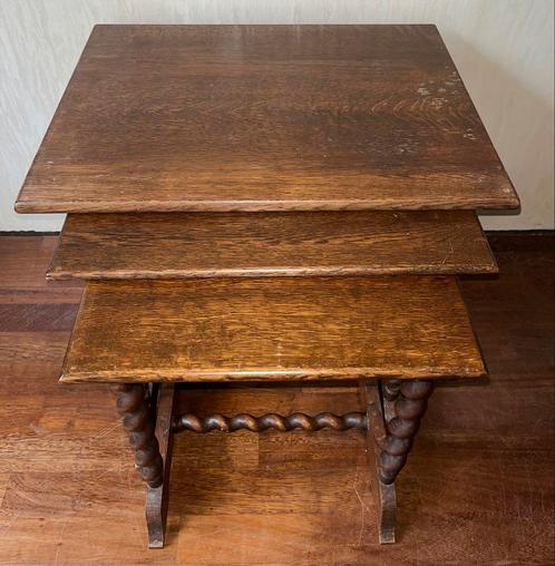 In/uit schuifbare bijzettafels, 3 stuks, Antiek en Kunst, Antiek | Meubels | Tafels, Ophalen of Verzenden