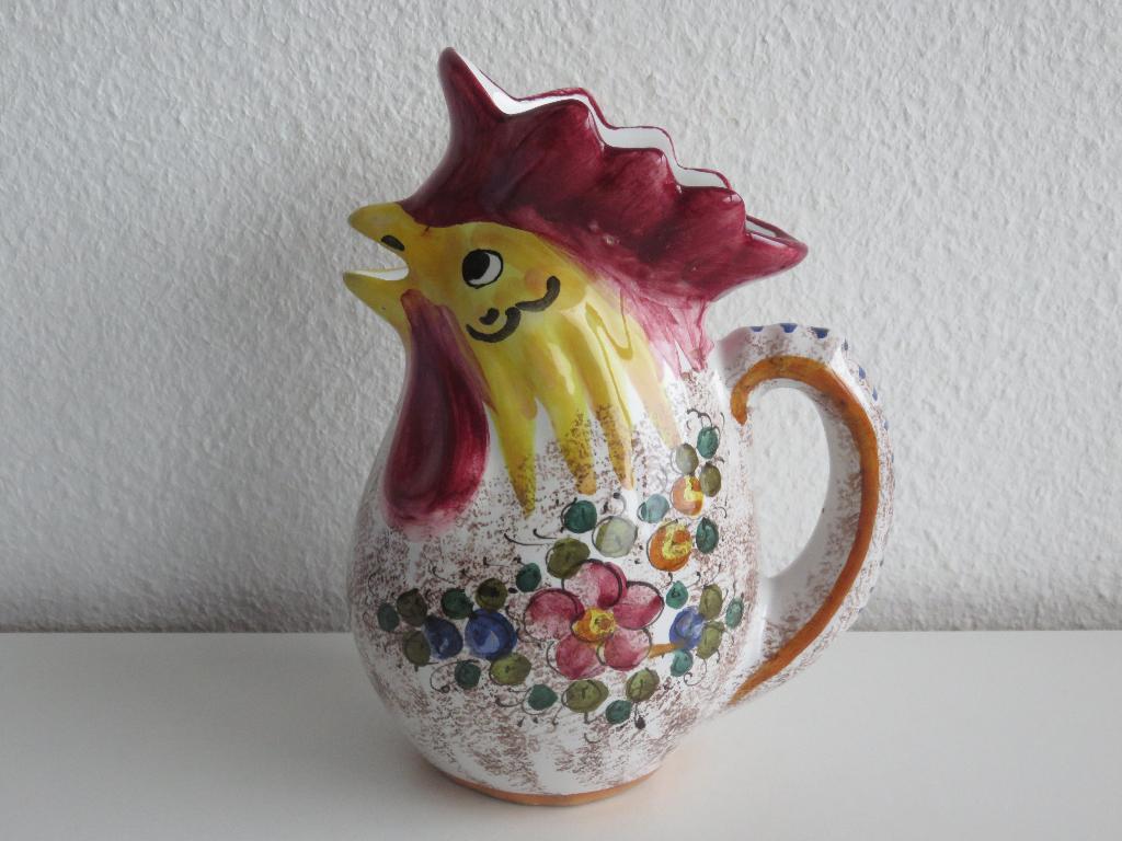 Vintage Italiaanse Haan wijnkan waterkan O.V.E.T Firenze, Antiek en Kunst, Antiek | Keramiek en Aardewerk, Ophalen of Verzenden