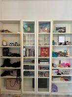 BILLY / OXBERG Bookcase with glass door, white, 25 tot 50 cm, 200 cm of meer, Zo goed als nieuw, Glas