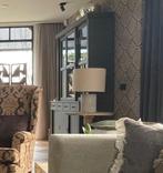 donkergrijs eetkamerkast met vitrine, Huis en Inrichting, Kasten | Vitrinekasten, Ophalen, Gebruikt, 100 tot 150 cm, 200 cm of meer