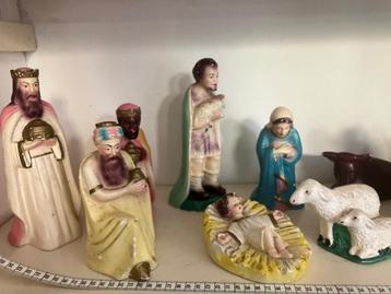 Set oude Kerststal figuren Frankrijk gesign.  beschikbaar voor biedingen
