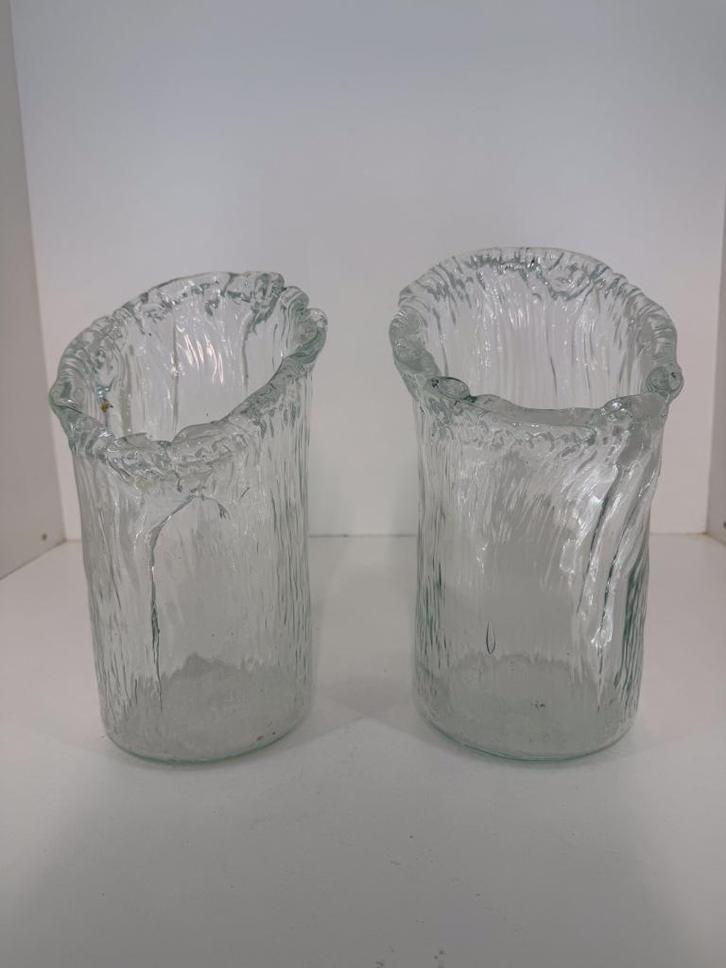 Handgevormde design vazen van dik glas (set van 2), Huis en Inrichting, Woonaccessoires | Vazen, Overige kleuren, Minder dan 50 cm