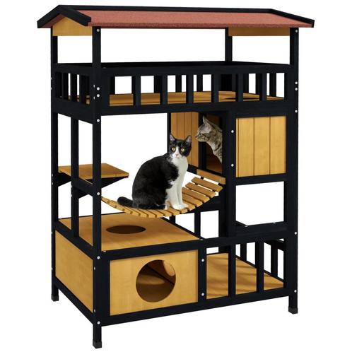 Houten Kattenschuur met Natuurlijke Hangbrug, Dieren en Toebehoren, Kattenspeelgoed, Nieuw, Overig speelgoed, Verzenden