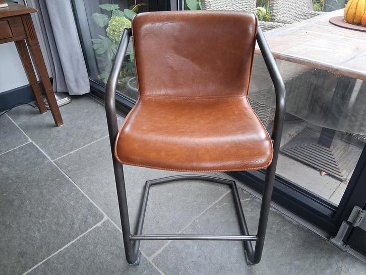 Barkruk staal en kunstleer, Huis en Inrichting, Barkrukken, Gebruikt, 60 tot 90 cm, 1 kruk, Ophalen