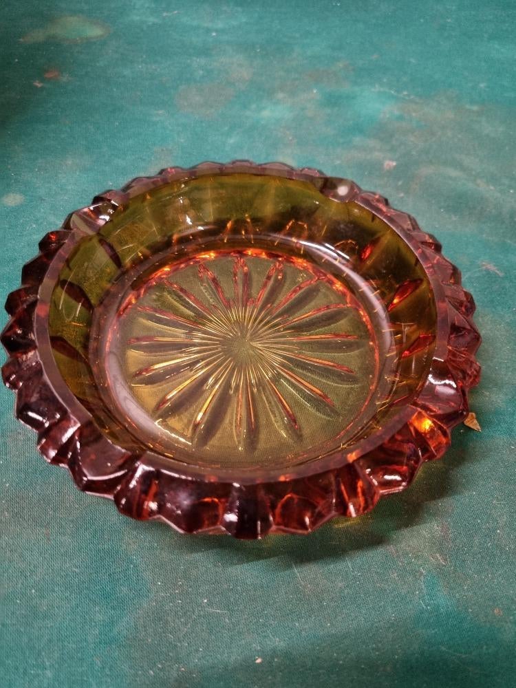 asbakken amber glas vintage 2 stuks, Verzamelen, Ophalen of Verzenden, 'T Olde Gre-j, Info@toldegrej.nl, Endepoelstraat 20f Didam