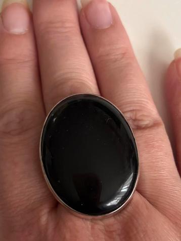 Zilveren Ring met Zwarte Onyx beschikbaar voor biedingen
