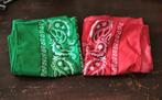Bandana - Rood - Groen - Rockabilly - Vintage - Retro, Ophalen of Verzenden, Zo goed als nieuw, Sjaal