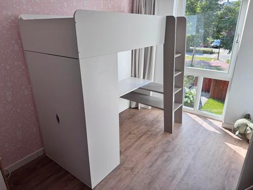 Hoogslaper Petite Amelie met bureau en kast, Kinderen en Baby's, Kinderkamer | Bedden, Gebruikt, 140 tot 160 cm, 70 tot 85 cm