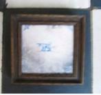 Oude wandtegel met afbeelding in houten lijst, Ophalen of Verzenden