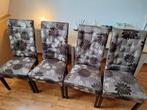 Set van 4 gestoffeerde eetkamerstoelen, Huis en Inrichting, Ophalen, Hout, Gebruikt, Bruin