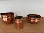 Antieke koperen potten - 3 stuks, Ophalen, Koper