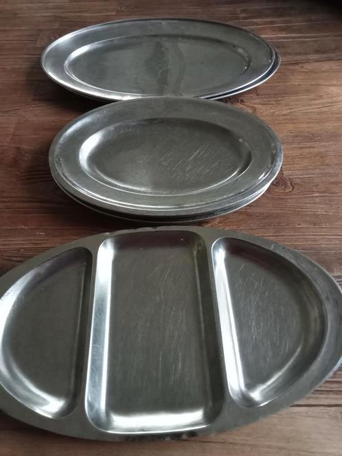 17 rvs serveerschalen, Huis en Inrichting, Keuken | Servies, Gebruikt, Overige typen, Overige stijlen, Overige materialen, Ophalen