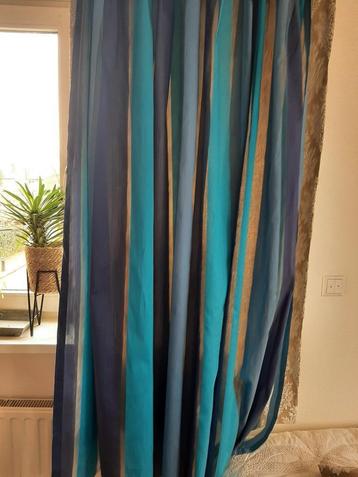 Blauw/turkoois chintz gordijnen raam max 1.60 breed beschikbaar voor biedingen