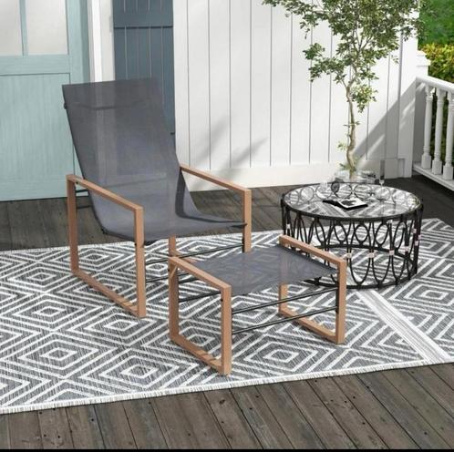 Terrasstoel met voetenbank, weerbestendig NIEUW IN DOOS, Tuin en Terras, Tuinstoelen, Nieuw, Ophalen of Verzenden
