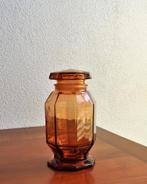 Vintage Voorraadpot Pot Amber Glas 19 cm, Antiek en Kunst, Curiosa en Brocante, Ophalen