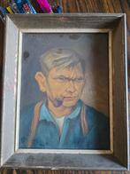 Olieverfschilderij van man met pijp, gesigneerd en gedateerd, Ophalen of Verzenden