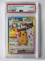 2024 Pokemon SSP EN #219 Pikachu ex PSA 8, Ophalen of Verzenden, Zo goed als nieuw, Losse kaart