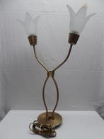 Tafellamp | twee elegante lampjes met golfkap | brons, Ophalen, Zo goed als nieuw, Glas, Minder dan 50 cm