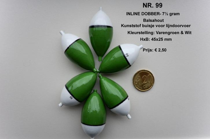 SNOEKDOBBER HANDBUILT NR. 99 / 7½ GRAM, Watersport en Boten, Hengelsport | Roofvissen, Nieuw, Dobber of Lood, Ophalen of Verzenden