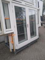 Kozijn met dubbele tuindeuren en zijramen, Ophalen, 120 cm of meer, 200 tot 215 cm, Buitendeur