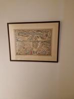 Antieke ingekleurde ets tekening in lijst, Ophalen of Verzenden