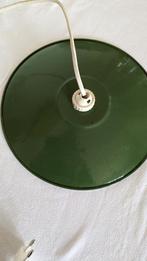 Franse Retro Vintage platte emaille groene lamp, Minder dan 50 cm, Gebruikt, Ophalen of Verzenden