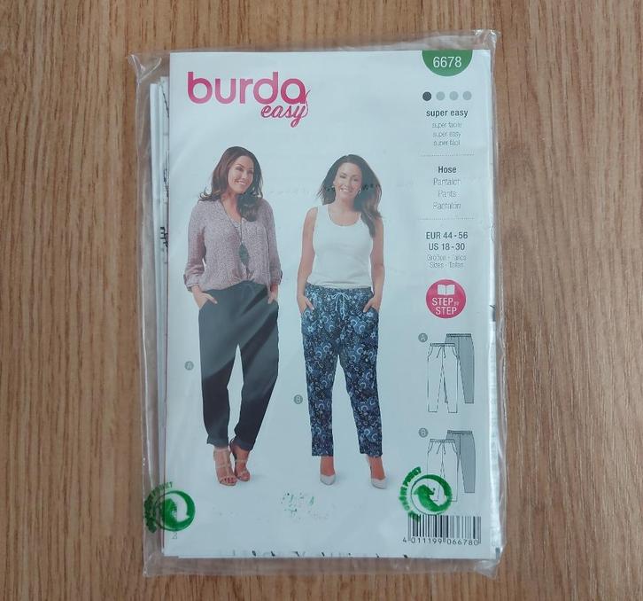 Burda Easy naaipatroon 6678 - broek variaties maat 44 t/m 56, Hobby en Vrije tijd, Kledingpatronen, Nieuw, Broek, Vrouw, Burda