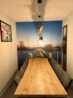 Boomstamtafel eetafel tafel Eiken 80x250cm - Handgemaakt, Huis en Inrichting, Eikenhout, 200 cm of meer, Zo goed als nieuw, Vijf personen of meer