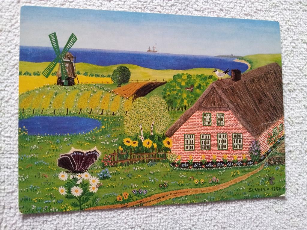 Ansichtkaart ongelopen Gundula Ulith Landschap Ostfriesland, Ophalen of Verzenden, 1980 tot heden, Ongelopen, Cultuur en Media