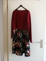 feestdagen JURK burgundy zwart bloemen 44 -GRATIS zend, Overige kleuren, Verzenden, Maat 42/44 (L), Nieuw