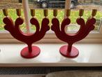 Ikea kandelaars vinterfint hout rood 2 stuks nieuw, 25 tot 50 cm, Nieuw, Ophalen of Verzenden, Kandelaar