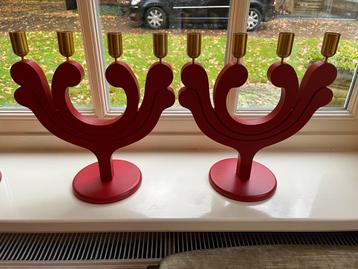 Ikea kandelaars vinterfint hout rood 2 stuks nieuw beschikbaar voor biedingen