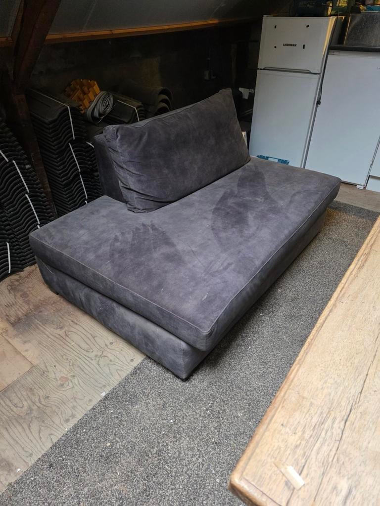 Grijze loungebank - comfortabel en stijlvol, Ophalen, Gebruikt, Eenpersoons, 100 tot 125 cm