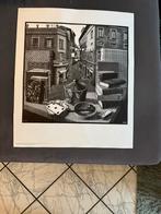 Vintage M.C. Escher( after)- Stilleven en Straat -, Rechthoekig Staand, Deurposter of groter, Ophalen of Verzenden, Zo goed als nieuw