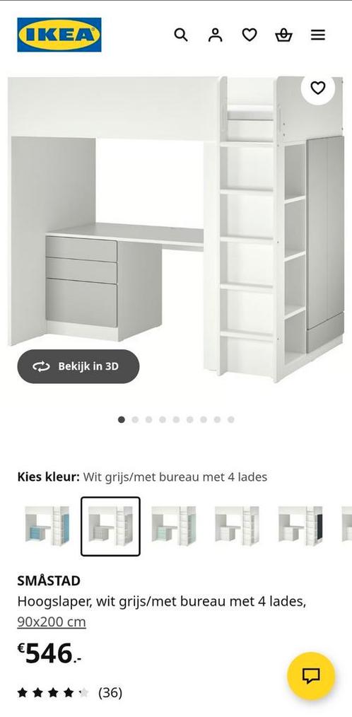 IKEA SMÅSTAD hoogslaper: bed, kast, bureau en opbergruimte, Kinderen en Baby's, Kinderkamer | Stapelbedden en Hoogslapers, Zo goed als nieuw