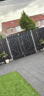 Dubbele schutting deuren, Tuin en Terras, Ophalen, Zo goed als nieuw, Hout, 200 cm of meer