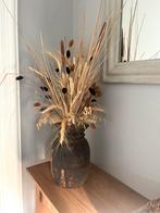 Nepalese pot met droogbloemen, Ophalen, Zo goed als nieuw, Rond, Riet