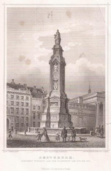 Amsterdam. Monument toegewijd aan den Volksgeest van 1830 en beschikbaar voor biedingen