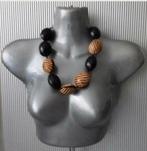 Manouk - koordketting met bollen, Sieraden, Tassen en Uiterlijk, Kettingen, Verstelbaar, Verzenden, Zwart, Nieuw