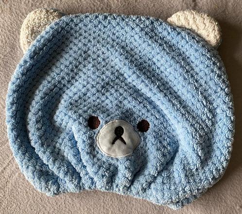 Haar Droog Beertjes Muts, Huis en Inrichting, Badkamer | Badtextiel en Accessoires, Zo goed als nieuw, Overige typen, Blauw, Ophalen of Verzenden