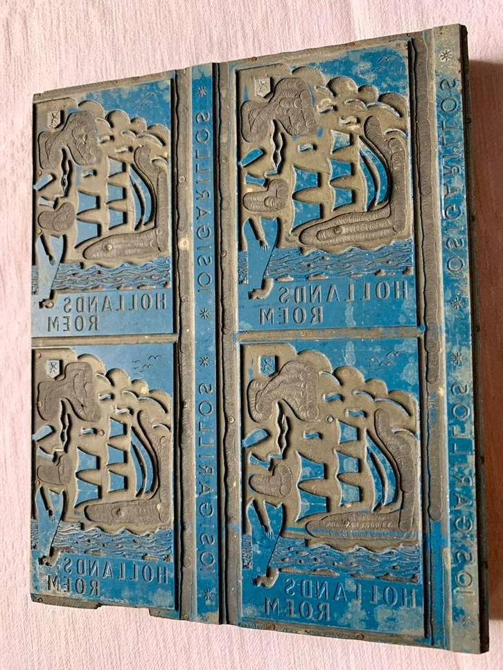 Oude loden drukstempels + alu printplaat, Antiek en Kunst, Kunst | Etsen en Gravures, Ophalen of Verzenden