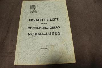 Zündapp Norma - Luxus 1953 motorrad ersatzteil liste  beschikbaar voor biedingen