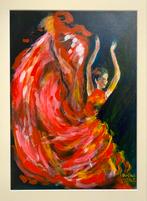 ‘Flamenco danseres’, uniek schildercm, Antiek en Kunst, Kunst | Schilderijen | Modern, Ophalen of Verzenden
