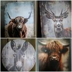 Metalen wandbordjes landelijk/ hooglanders, Minder dan 50 cm, Nieuw, Ophalen of Verzenden, Schilderij