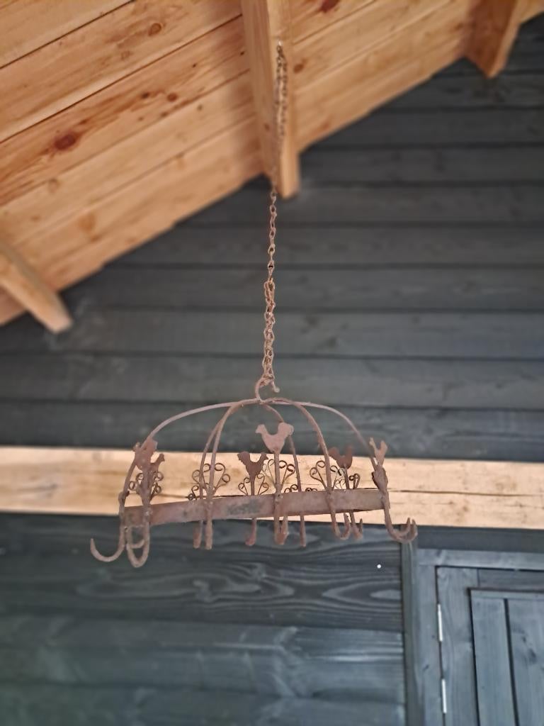 Sfeervol vintage hangrek met haakjes – landelijk / brocante, Antiek en Kunst, Ophalen of Verzenden