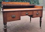 Oud Engels bureau met opklapbaar blad, Huis en Inrichting, Bureaus, Ophalen, Met wielen, Gebruikt, Bureau
