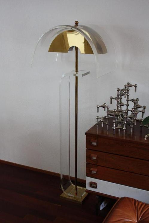 Grote vintage messing stalamp, hollywood regency chique!, Huis en Inrichting, Lampen | Vloerlampen, Gebruikt, 100 tot 150 cm, Kunststof