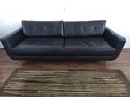 Leuke, moderne, zwarte leren bank, 3-zits, 213x93x80 cm, Ophalen, Gebruikt, Rechte bank, 200 tot 250 cm