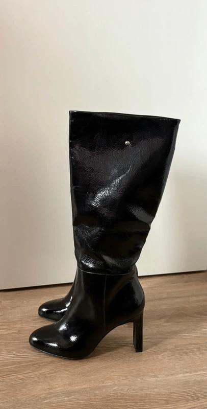 Asos Design Black Gloss Knee High Boots, Hoge laarzen, Zwart, Nieuw, Ophalen of Verzenden
